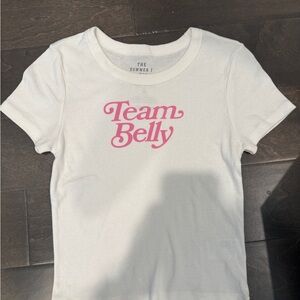 AE White T-Shirt with Pink 'Team Belly' Print